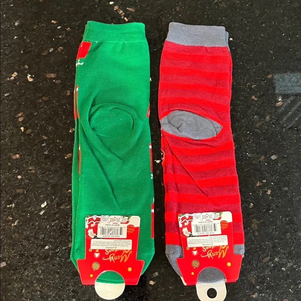 🇺🇸Festive Holiday Socks Set - candy cane & Santa hats & treats